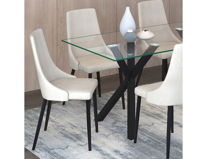 Beige and Black Dining Chair (Set of 2)
