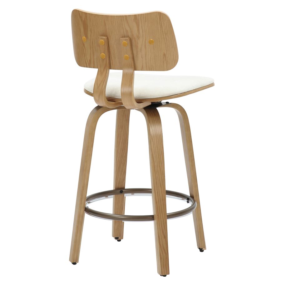 Bentwood Swivel Stool with Fabric Seat