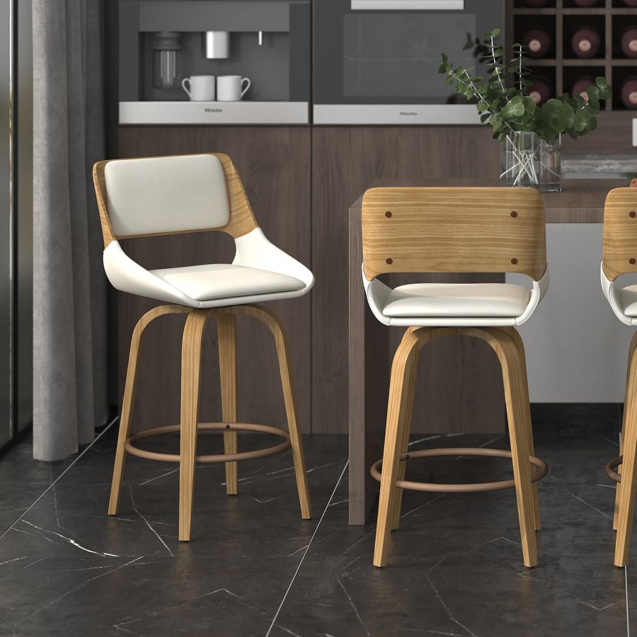 Bentwood Swivel Stool with Fabric Seat