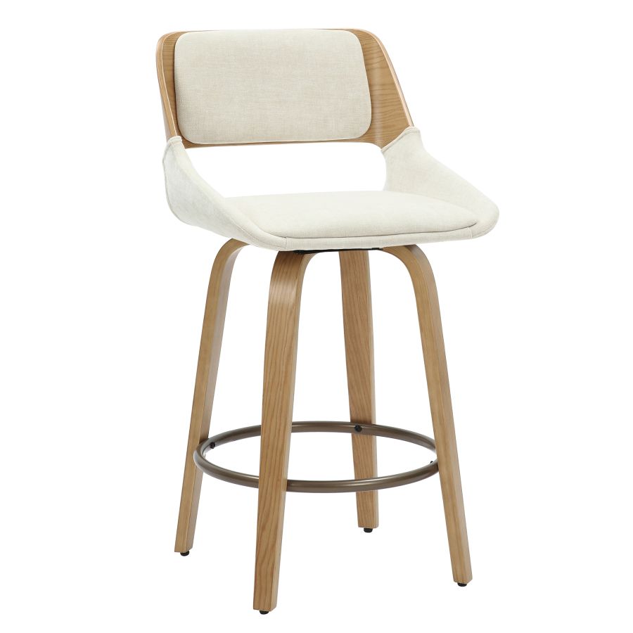 Bentwood Swivel Stool with Fabric Seat