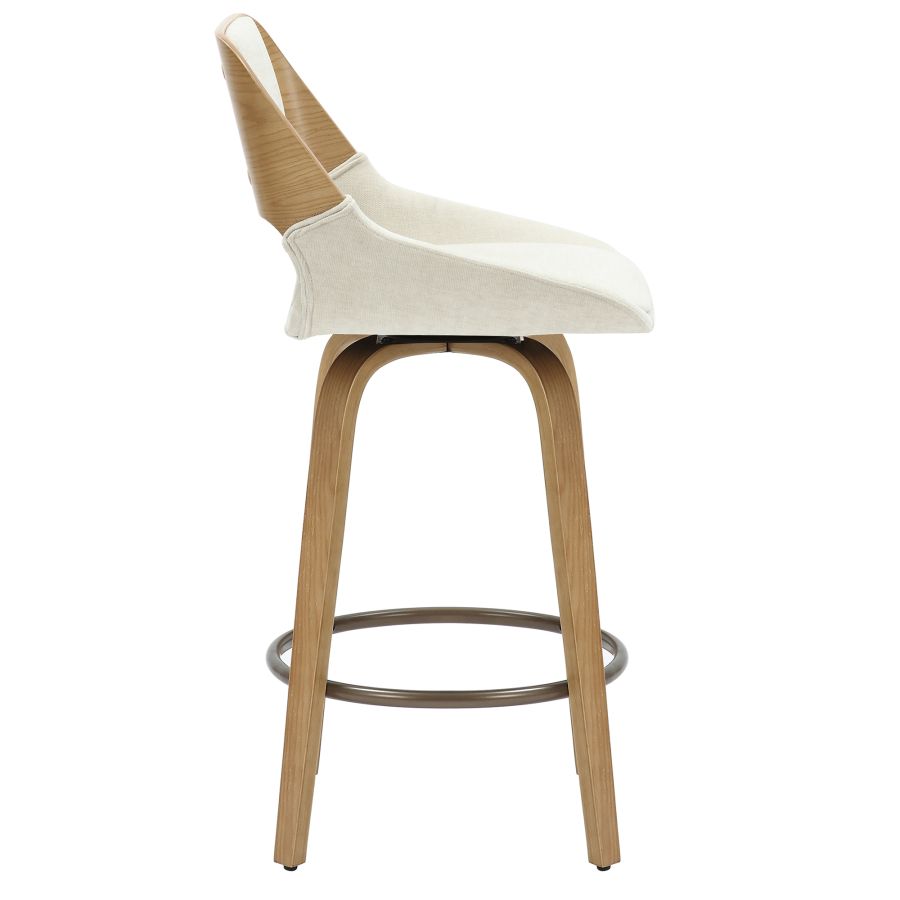 Bentwood Swivel Stool with Fabric Seat