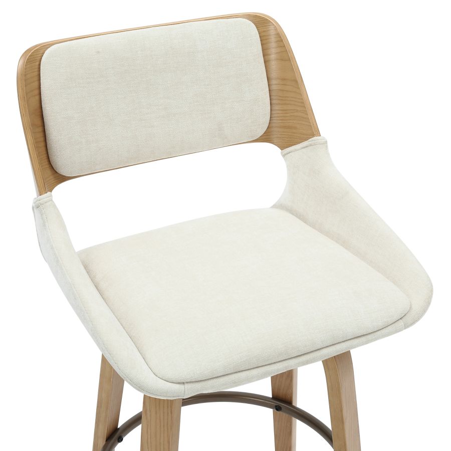 Bentwood Swivel Stool with Fabric Seat