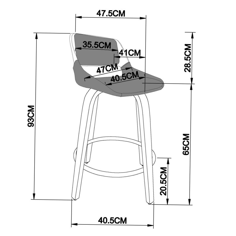 Bentwood Swivel Stool with Fabric Seat