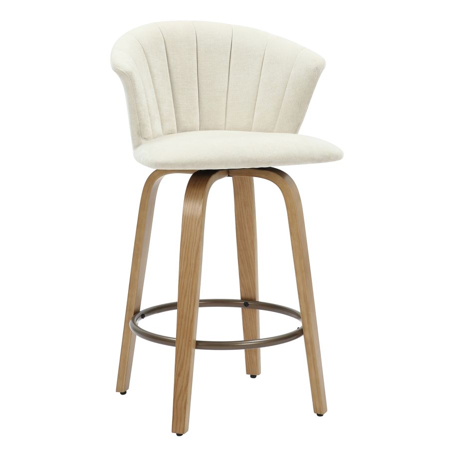 Vertical Panel Swivel Stool with Solid Wood Legs