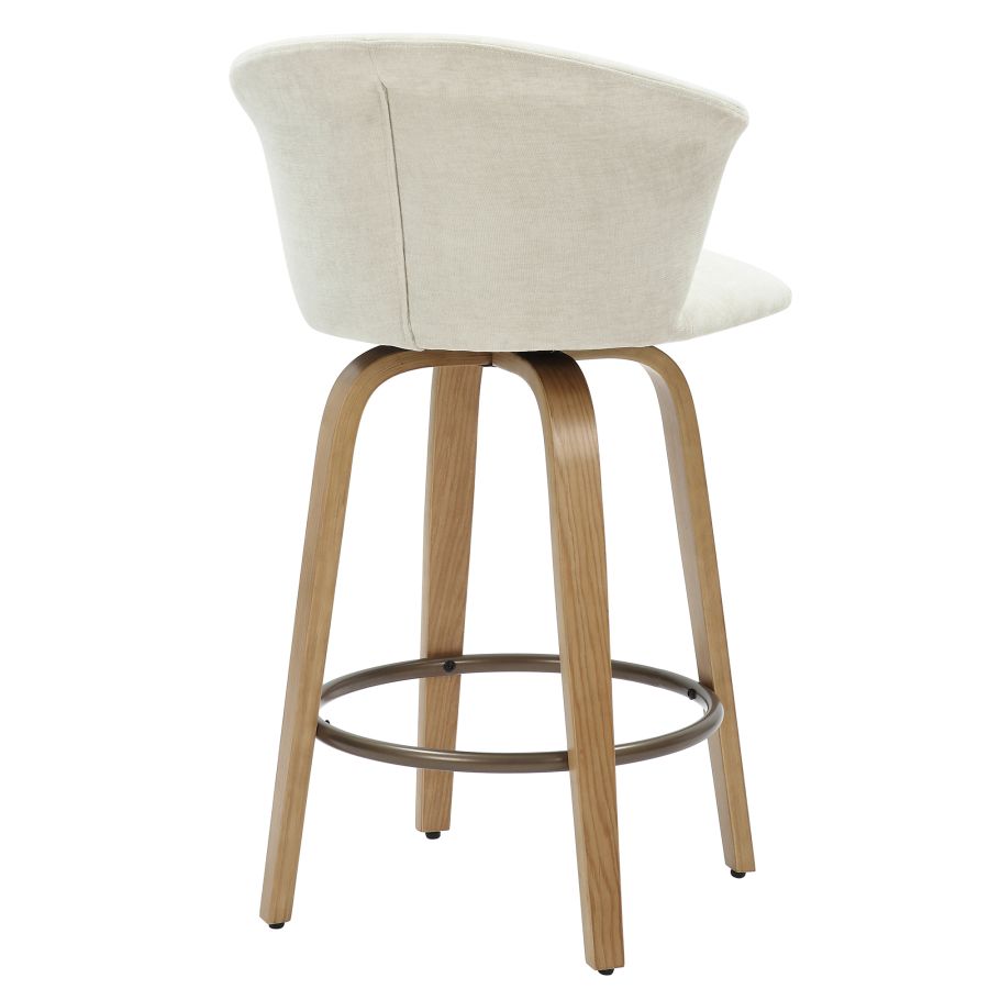 Vertical Panel Swivel Stool with Solid Wood Legs