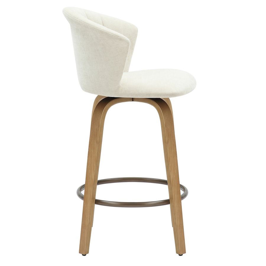 Vertical Panel Swivel Stool with Solid Wood Legs