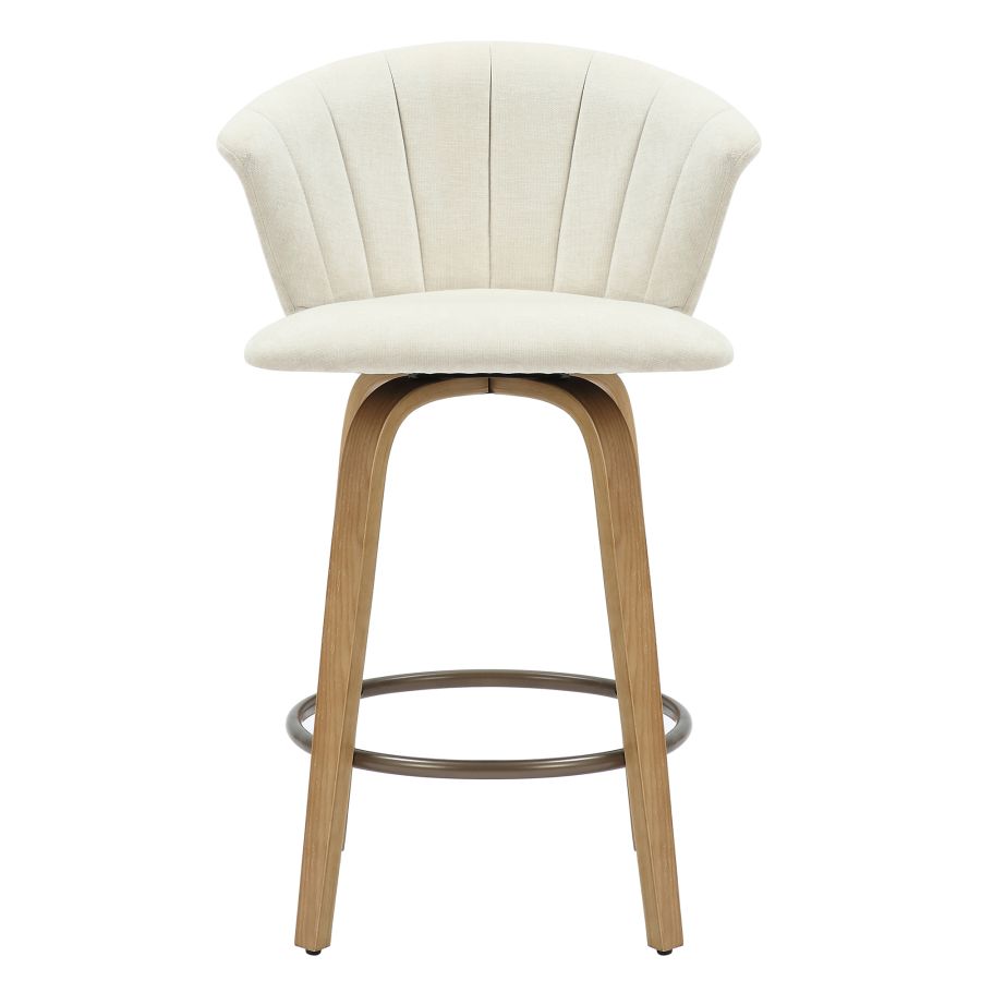 Vertical Panel Swivel Stool with Solid Wood Legs