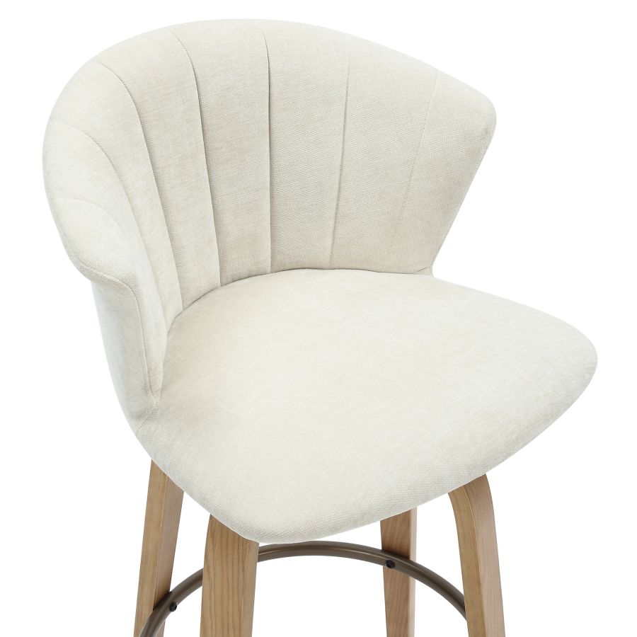 Vertical Panel Swivel Stool with Solid Wood Legs