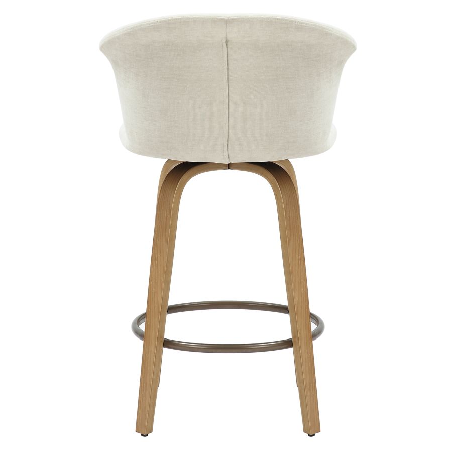 Vertical Panel Swivel Stool with Solid Wood Legs