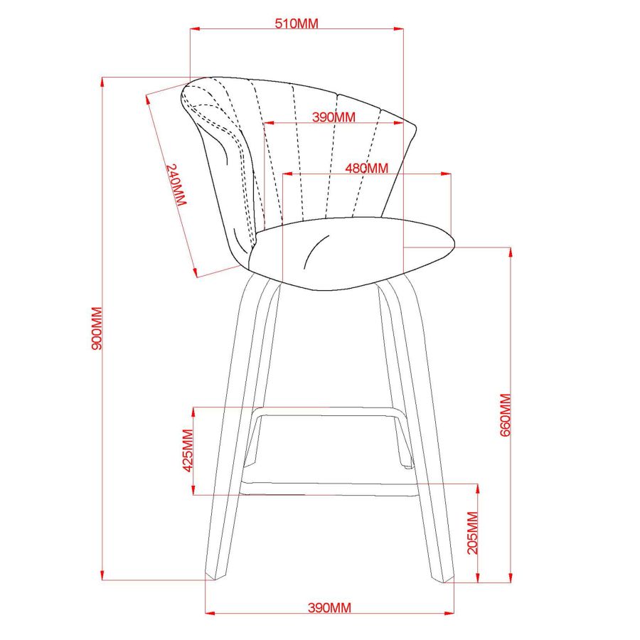 Vertical Panel Swivel Stool with Solid Wood Legs