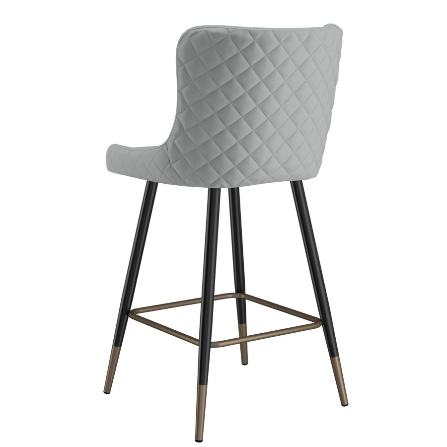 Grey Faux Leather Stool - Set of 2