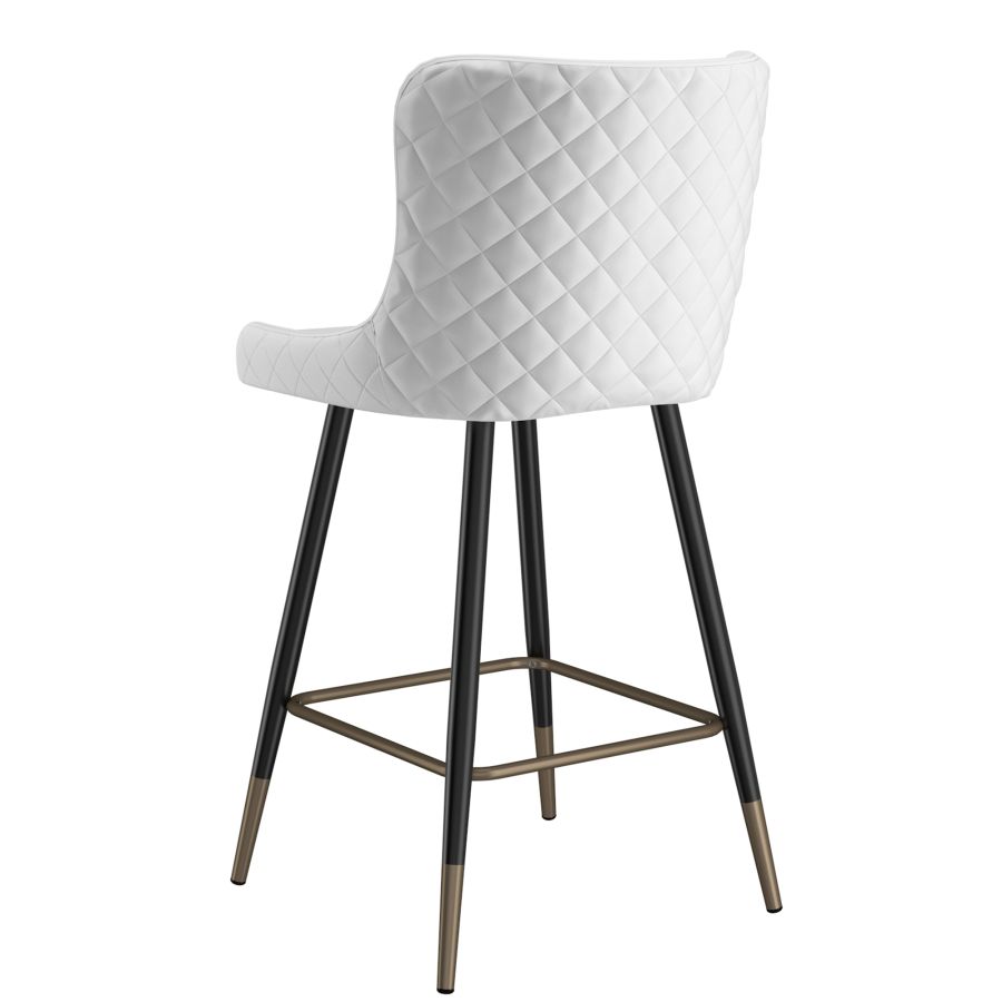 White Faux Leather Stool - Set of 2