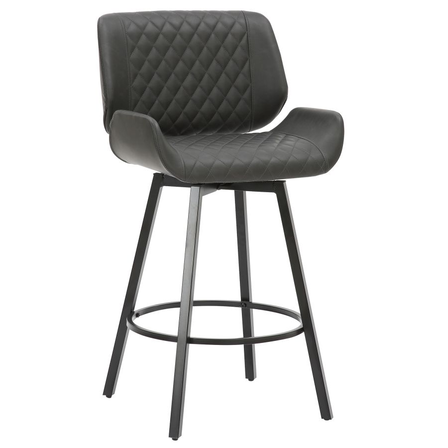 Vintage Charcoal Faux Leather Swivel Bar Stool - Set of 2