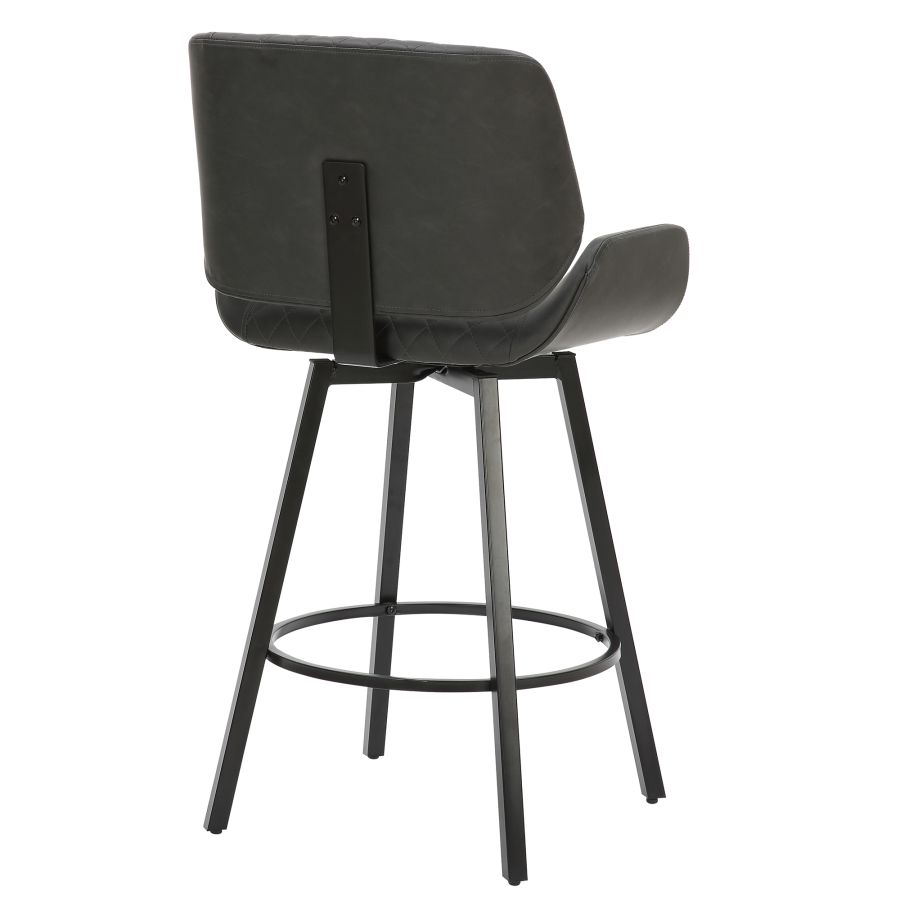 Vintage Charcoal Faux Leather Swivel Bar Stool - Set of 2