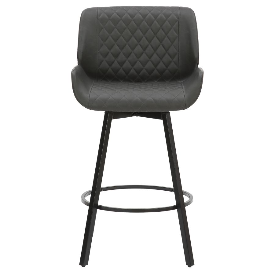 Vintage Charcoal Faux Leather Swivel Bar Stool - Set of 2