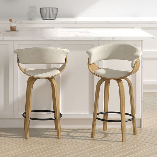 Bentwood Swivel Stool with Fabric Seat