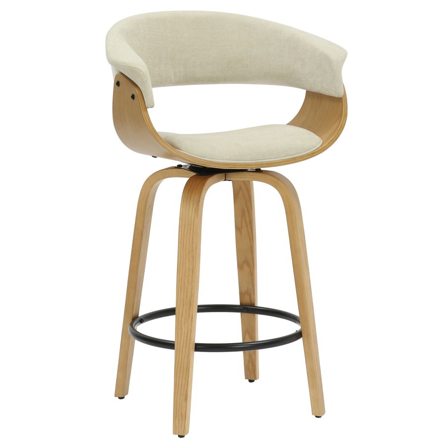 Bentwood Swivel Stool with Fabric Seat