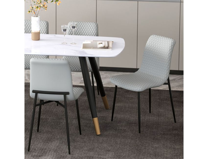 Light Grey Faux Leather Dining Chair (Set of 2)