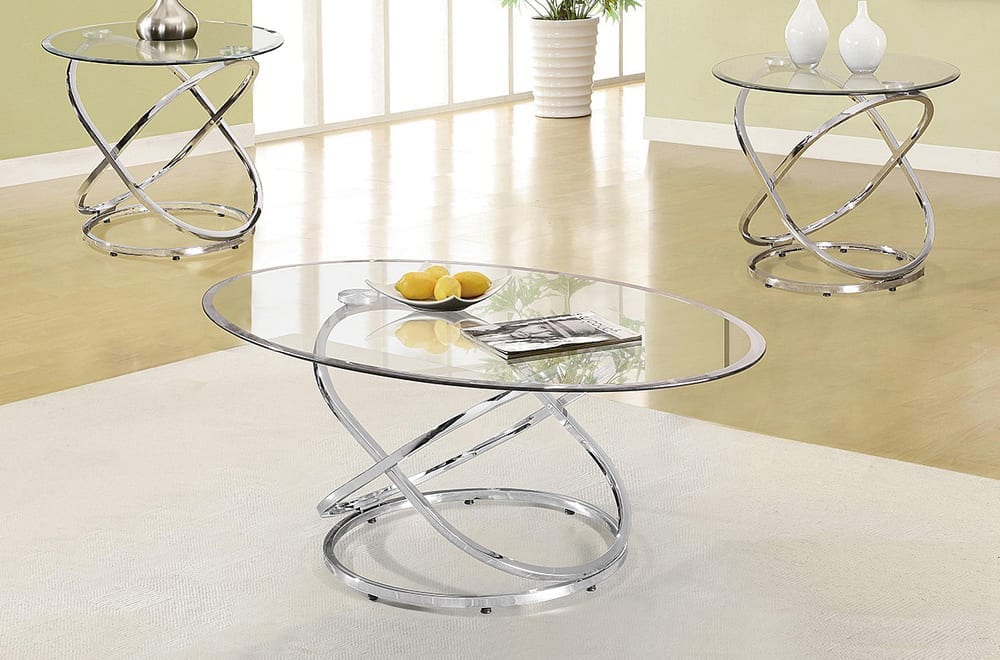 Glass Coffee Table with Gold Base