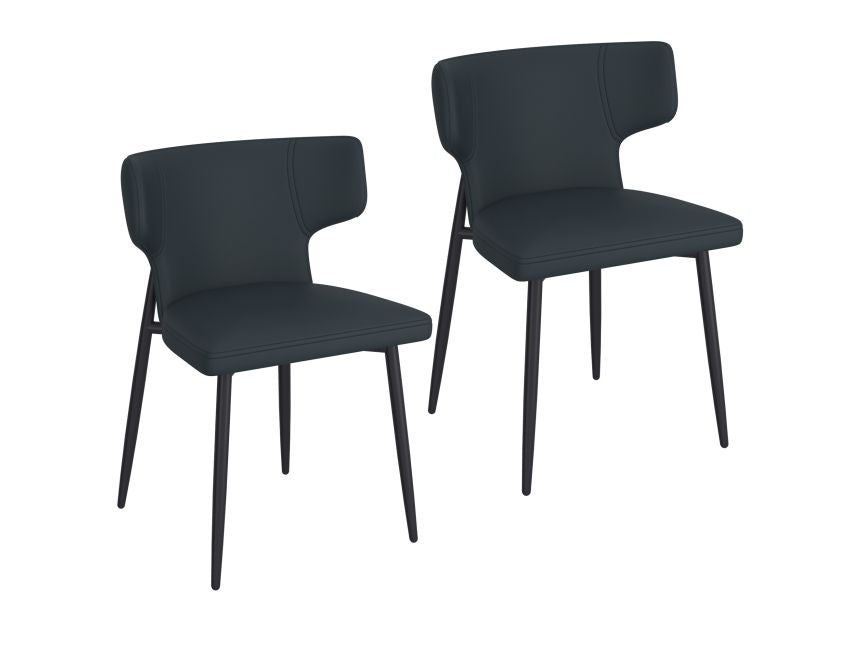 Black Faux Leather Dining Chair (Set of 2)