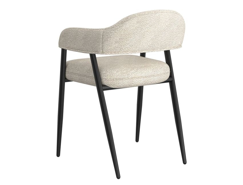 Beige Fabric and Black Dining Chair (Set of 2)