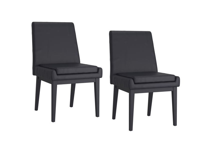 Black Faux Leather Dining Chair (Set of 2)