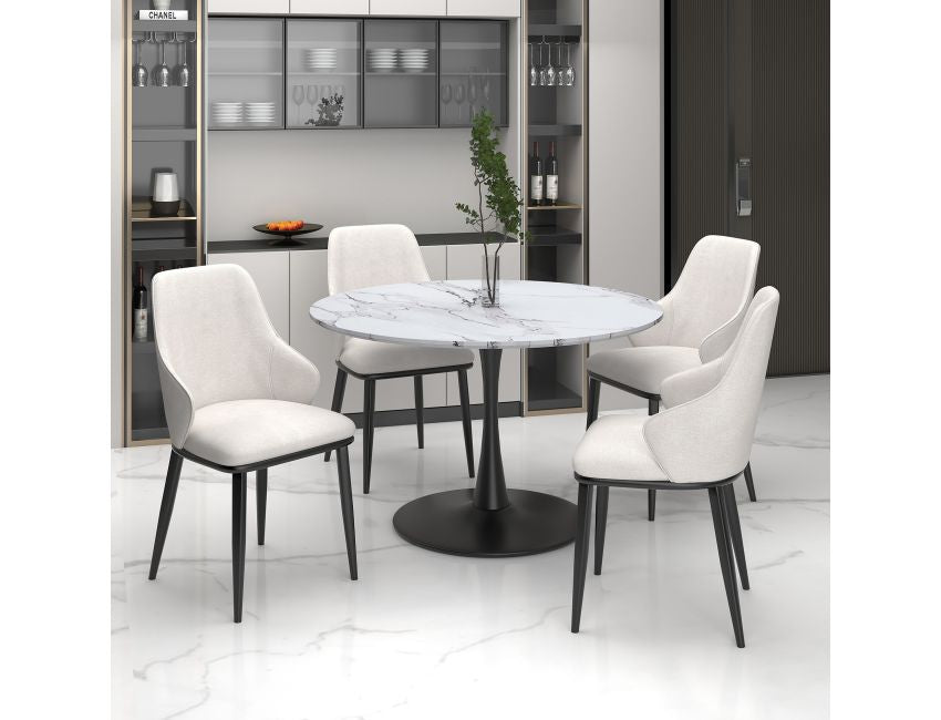Beige and Black Dining Chair (Set of 2)
